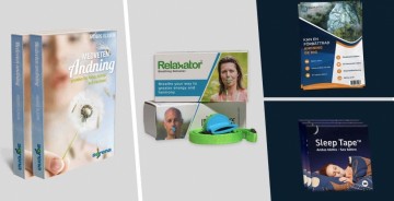 Pakke • 1 x Relaxator pustetrener, 1 x SleepTape 5mnd 1 x Boken 